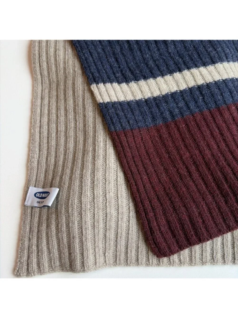Vintage Y2K Old Navy Lambswool Scarf Striped Multicolor Ribbed Unisex 10X70